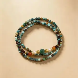 Turquoise & Jadeite Beaded Bracelet, Handmade Stretch Bracelet, One of a Kind Gemstone Gift