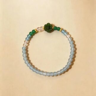 Aquamarine & Rose Quartz Beaded Bracelet, Handmade Stretch Bracelet, One of a Kind Gemstone Gift