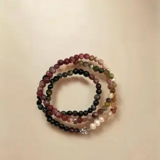 Tourmaline Beaded Bracelet, Handmade Stretch Bracelet, One of a Kind Gemstone Gift