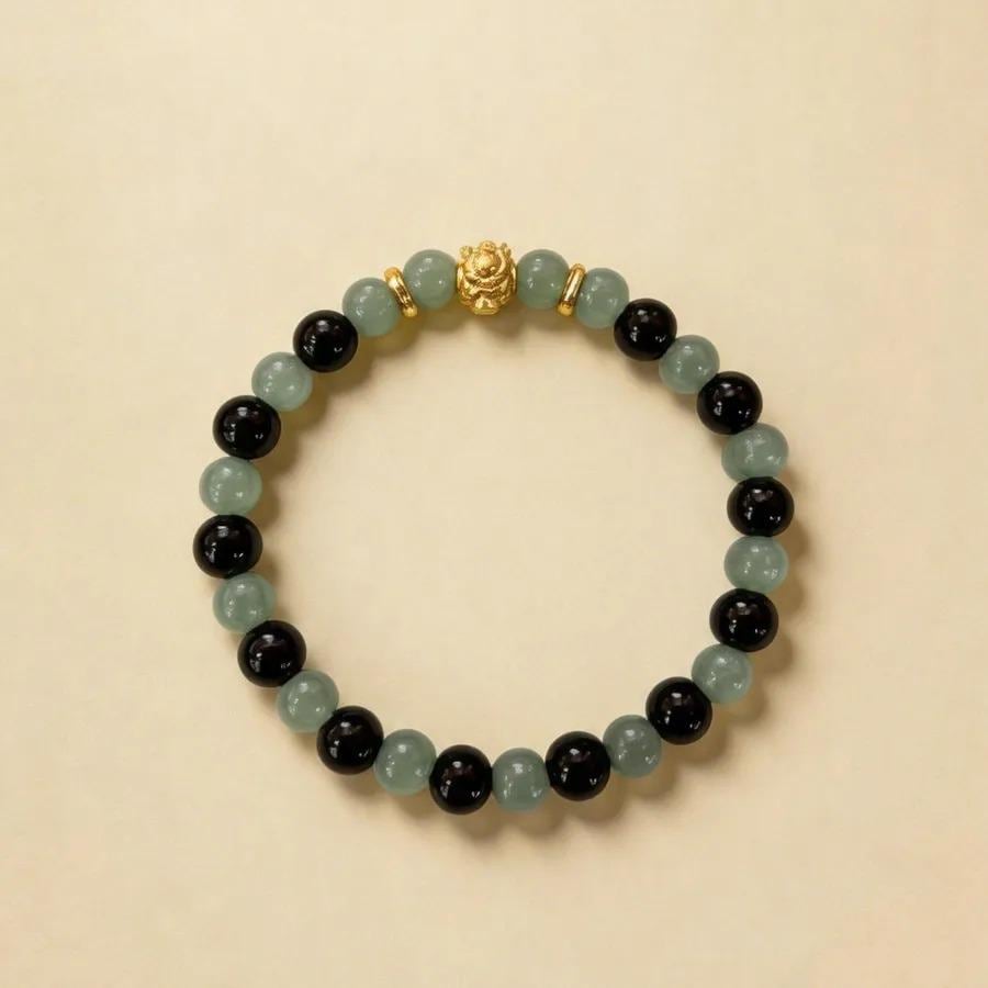 Silver Obsidian Beaded Bracelet, Handmade Stretch Bracelet, One of a Kind Gemstone Gift
