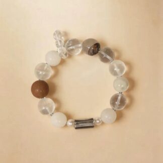 Brown Aventurine & Green Phantom Quartz Beaded Bracelet, Handmade Stretch Bracelet, One of a Kind Gemstone Gift - Resting Light