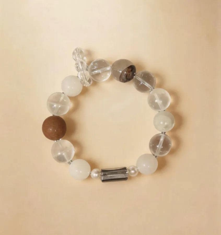 Brown Aventurine & Green Phantom Quartz Beaded Bracelet, Handmade Stretch Bracelet, One of a Kind Gemstone Gift - Resting Light