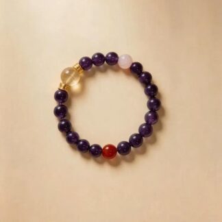 Amethyst Beaded Bracelet, Handmade Stretch Bracelet, One of a Kind Gemstone Gift