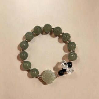 Black Agate Beaded Bracelet, Handmade Stretch Bracelet, One of a Kind Gemstone Gift
