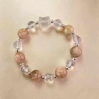 Sakura Agate Beaded Bracelet, Handmade Stretch Bracelet, One of a Kind Gemstone Gift