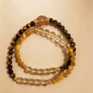 Tiger's Eye & Citrine Beaded Bracelet, Handmade Stretch Bracelet, One of a Kind Gemstone Gift