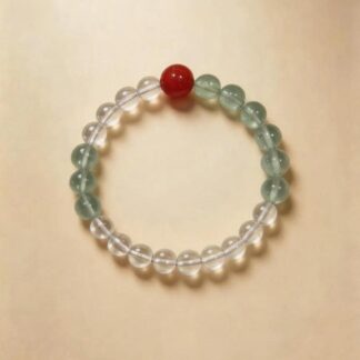 Nanhong Agate & Green Fluorite Beaded Bracelet, Handmade Stretch Bracelet, One of a Kind Gemstone Gift