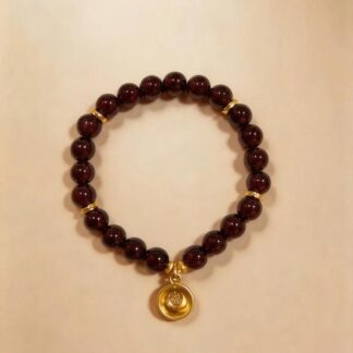 Garnet Beaded Bracelet, Handmade Stretch Bracelet, One of a Kind Gemstone Gift