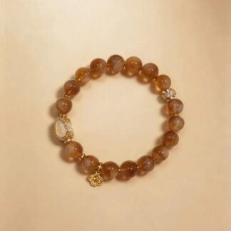Citrine Beaded Bracelet, Handmade Stretch Bracelet, One of a Kind Gemstone Gift - Wishes Come True