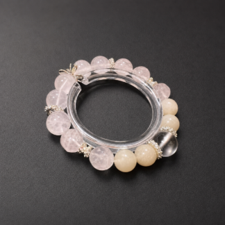Rose Quartz & Moonstone Beaded Bracelet, Handmade Stretch Bracelet, One of a Kind Gemstone Gift