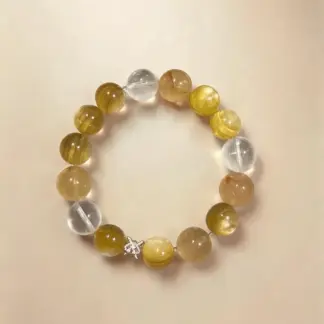 Clear Quartz & Lemon Citrine Beaded Bracelet, Handmade Stretch Bracelet, One of a Kind Gemstone Gift