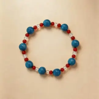 Red Agate & Clear Quartz Beaded Bracelet, Handmade Stretch Bracelet, One of a Kind Gemstone Gift