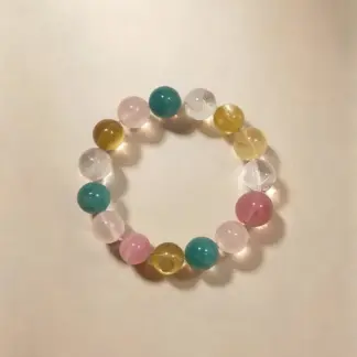 Rose Quartz & Rhodonite Beaded Bracelet, Handmade Stretch Bracelet, One of a Kind Gemstone Gift