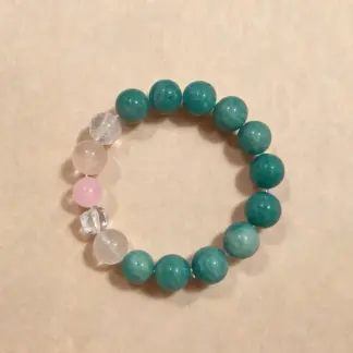 Rose Quartz Beaded Bracelet, Handmade Stretch Bracelet, One of a Kind Gemstone Gift