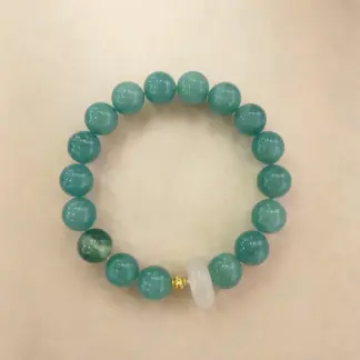 Green Agate Beaded Bracelet, Handmade Stretch Bracelet, One of a Kind Gemstone Gift